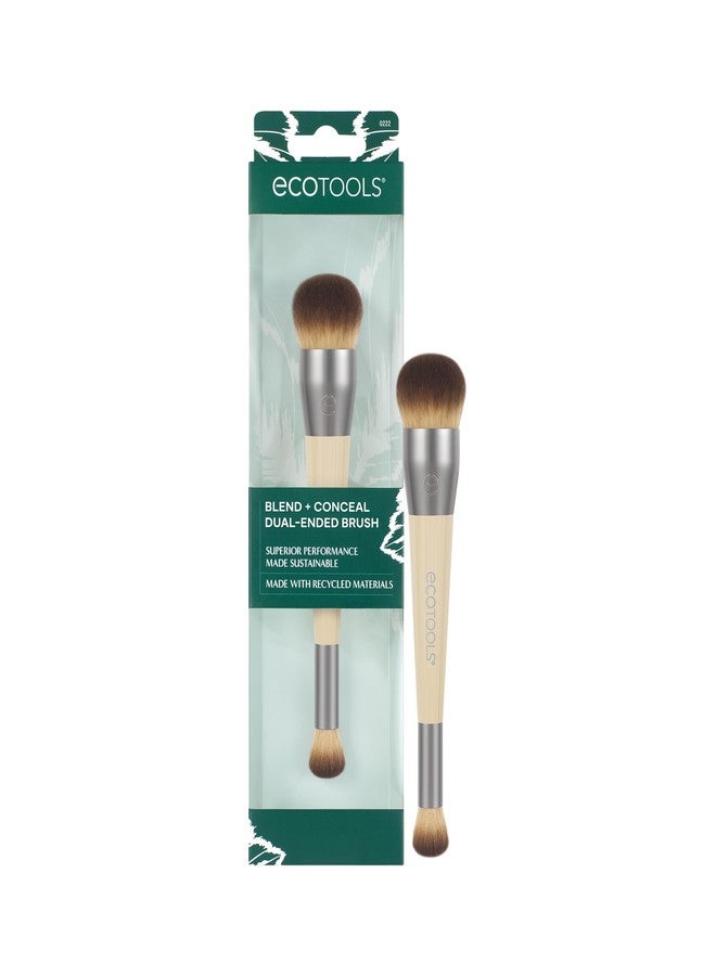 EcoTools Blend + Conceal Dual-Ended Makeup Brush, Foundation & Concealer Brush For Liquid & Cream Formulas, Face Makeup Brush, Synthetic Bristles, Vegan & Cruelty-Free, Travel & Eco-Friendly, 1 Count - Image 1